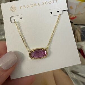 Kendra Scott Gold Necklace with Pink Purple Stone